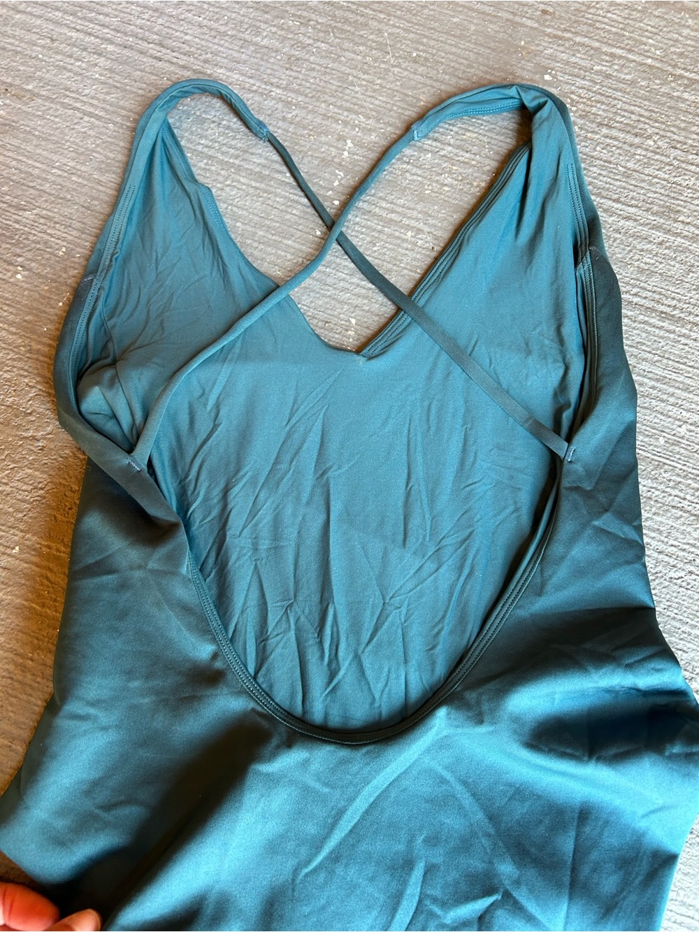 Left On Friday Teal V-Neck One-Piece Swim Bodysuit new with out tag - Picture 3 of 6